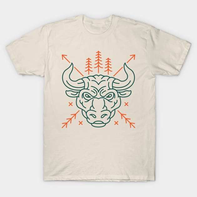 Wild Bull Head T-Shirt by VEKTORKITA